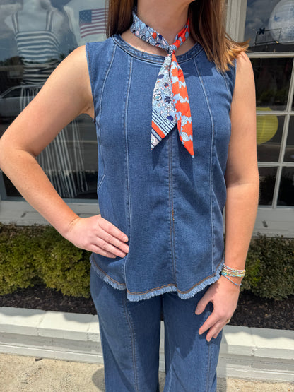 Irabella Fringed Denim Top