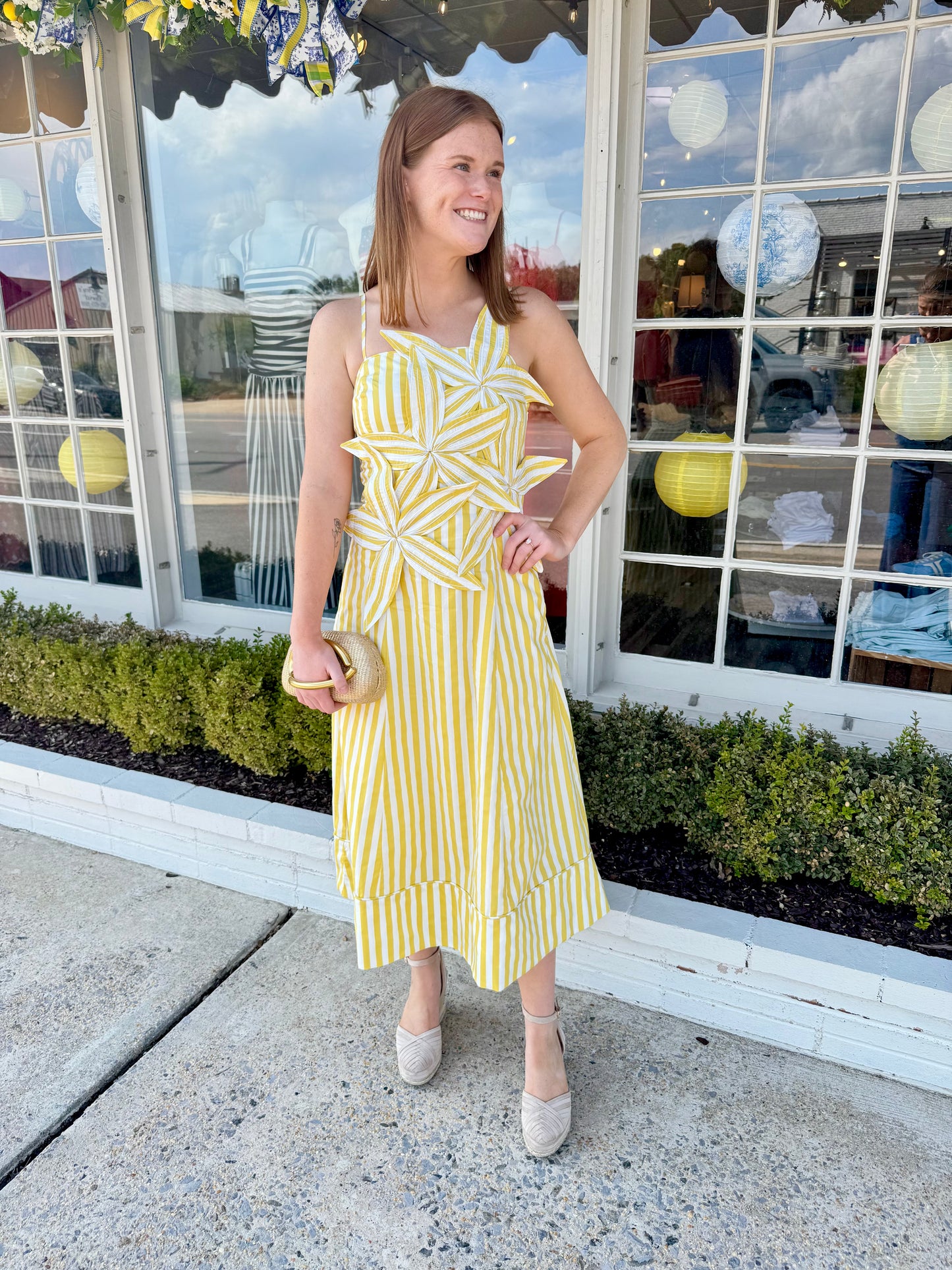 Stripe Flower Maxi Dress