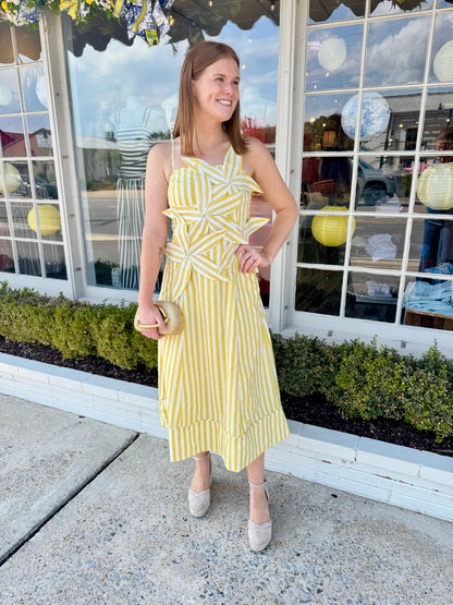 Stripe Flower Maxi Dress