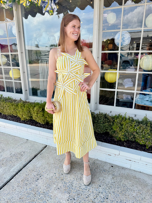 Stripe Flower Maxi Dress