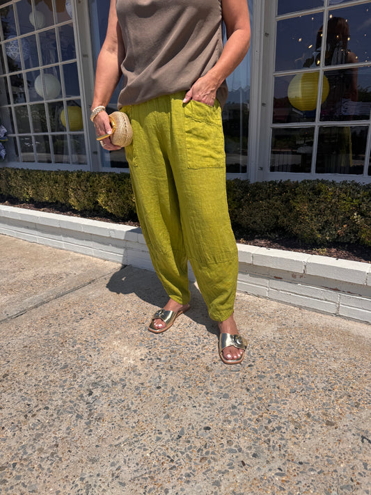 One Size Linen Tapered Pant