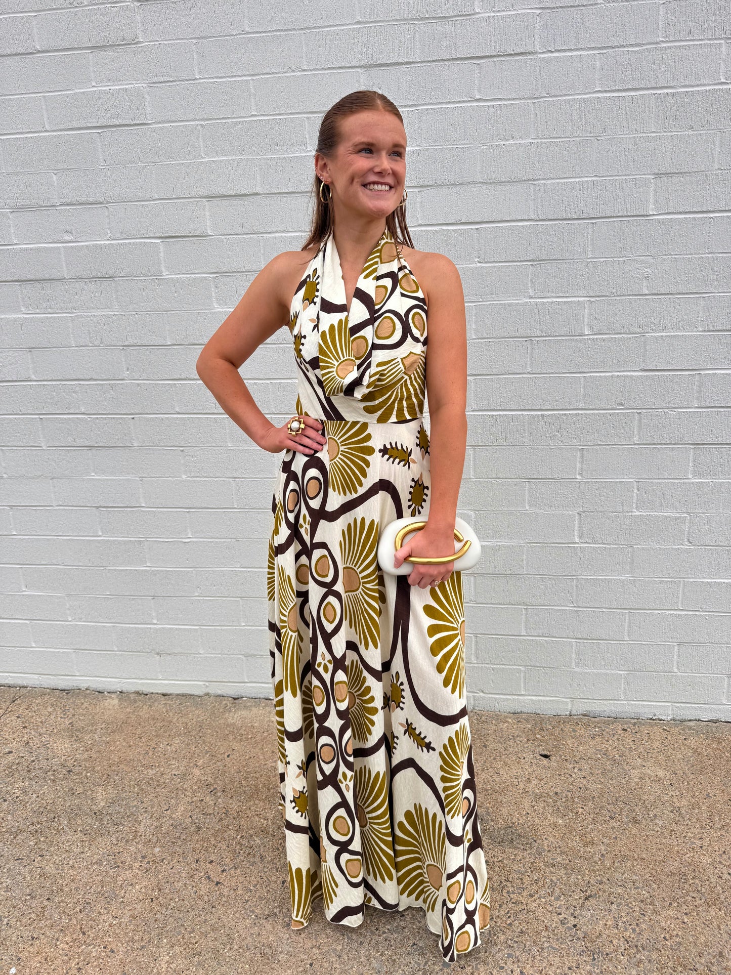 Printed Halter Maxi Dress