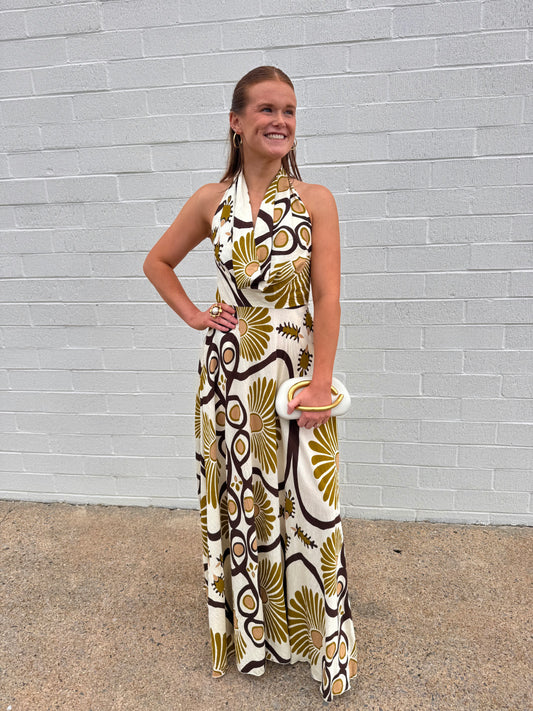 Printed Halter Maxi Dress