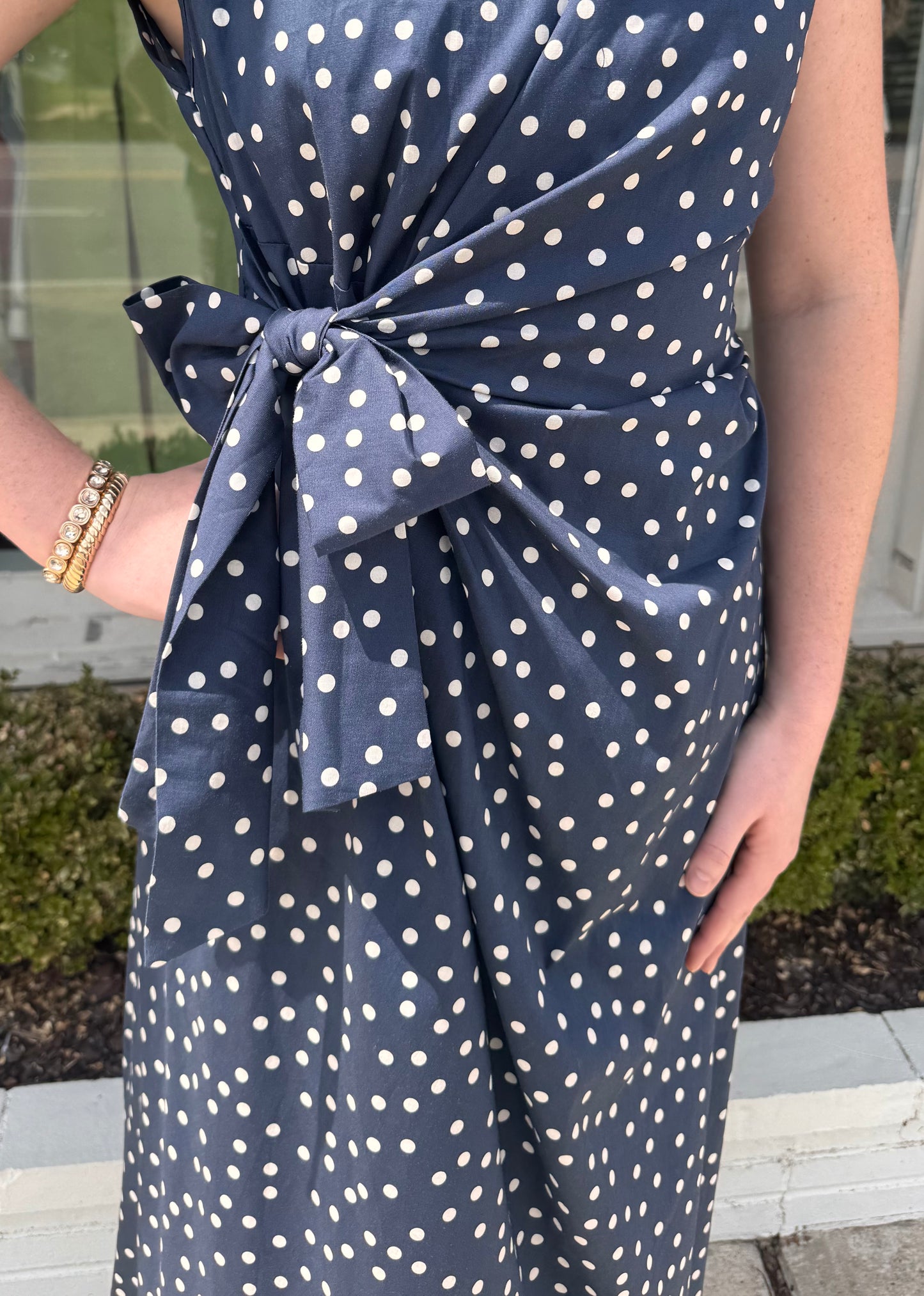 One Size Bow Dress-Navy