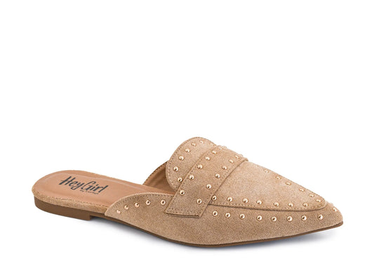 Camel Faux Suede Mule