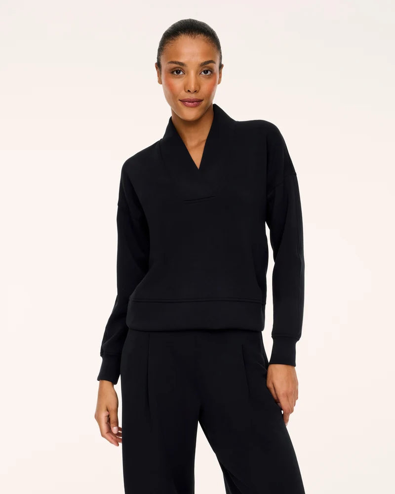 Spanx V-Neck Long Slv-Black
