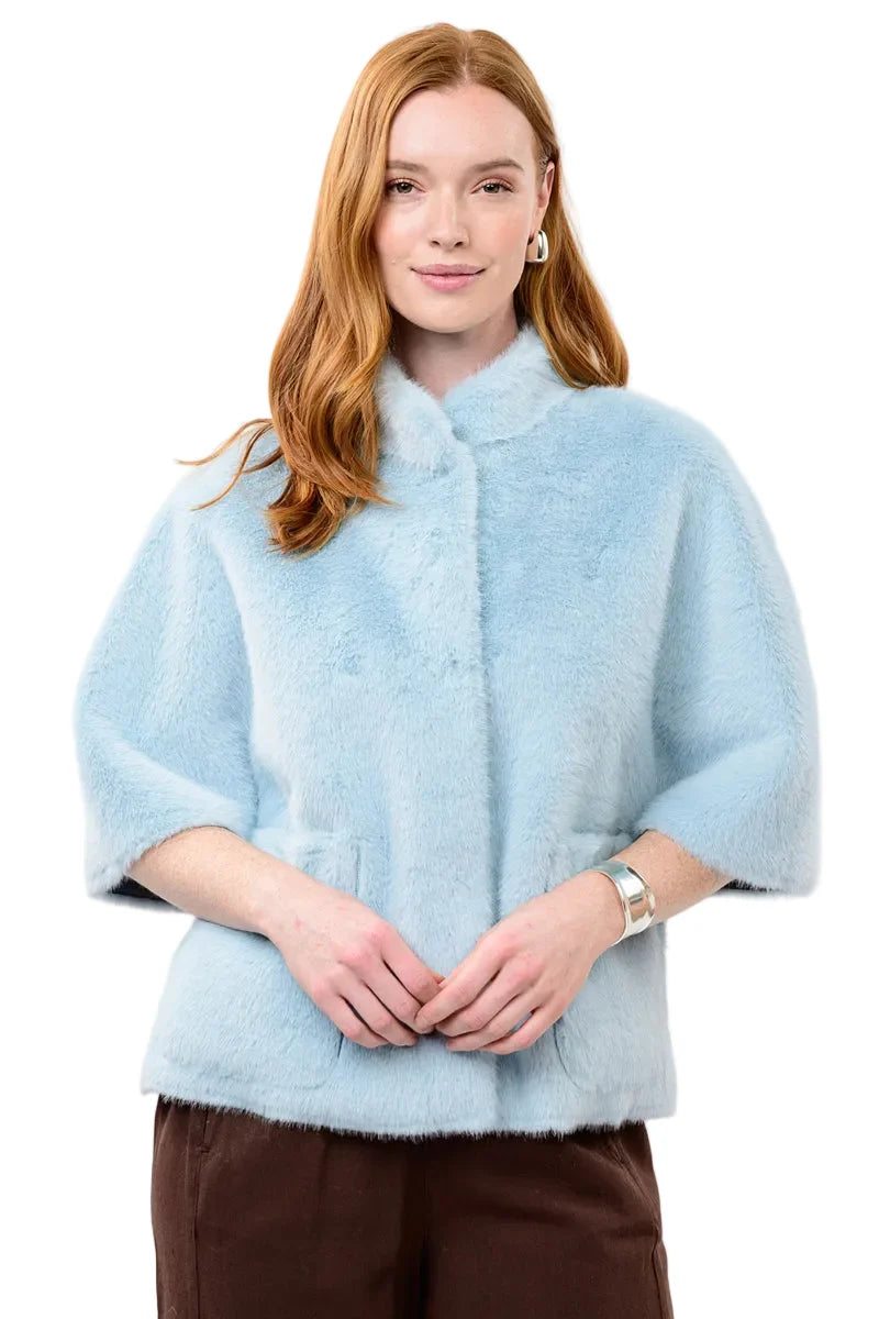 Ivy Jane Faux Fur Capelet-Blue