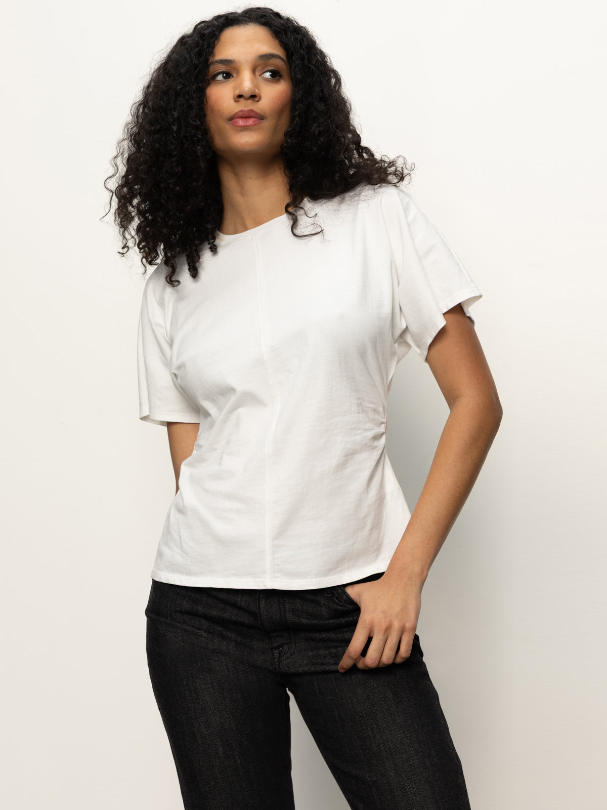 Shirred Waist Dolman Tee