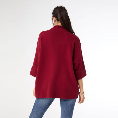 Button Sweater Top-Redwood