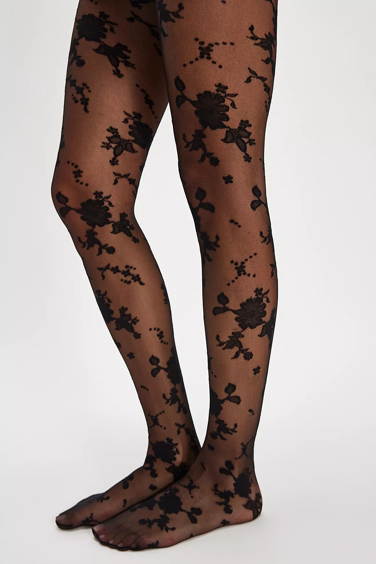 Free People Flocked Floral Tight- Black Combo