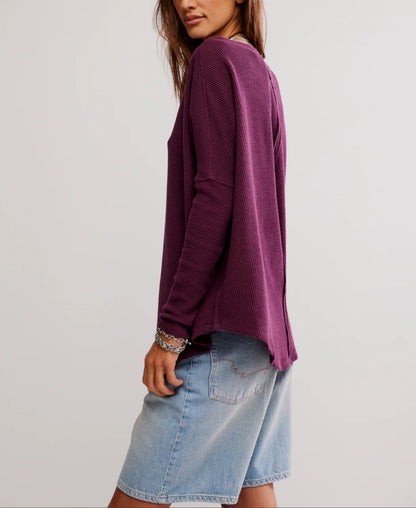 Free People Latte Blues Thermal- Choc Grape