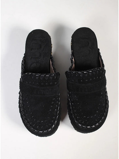 Mou Clog Overstitching- Black