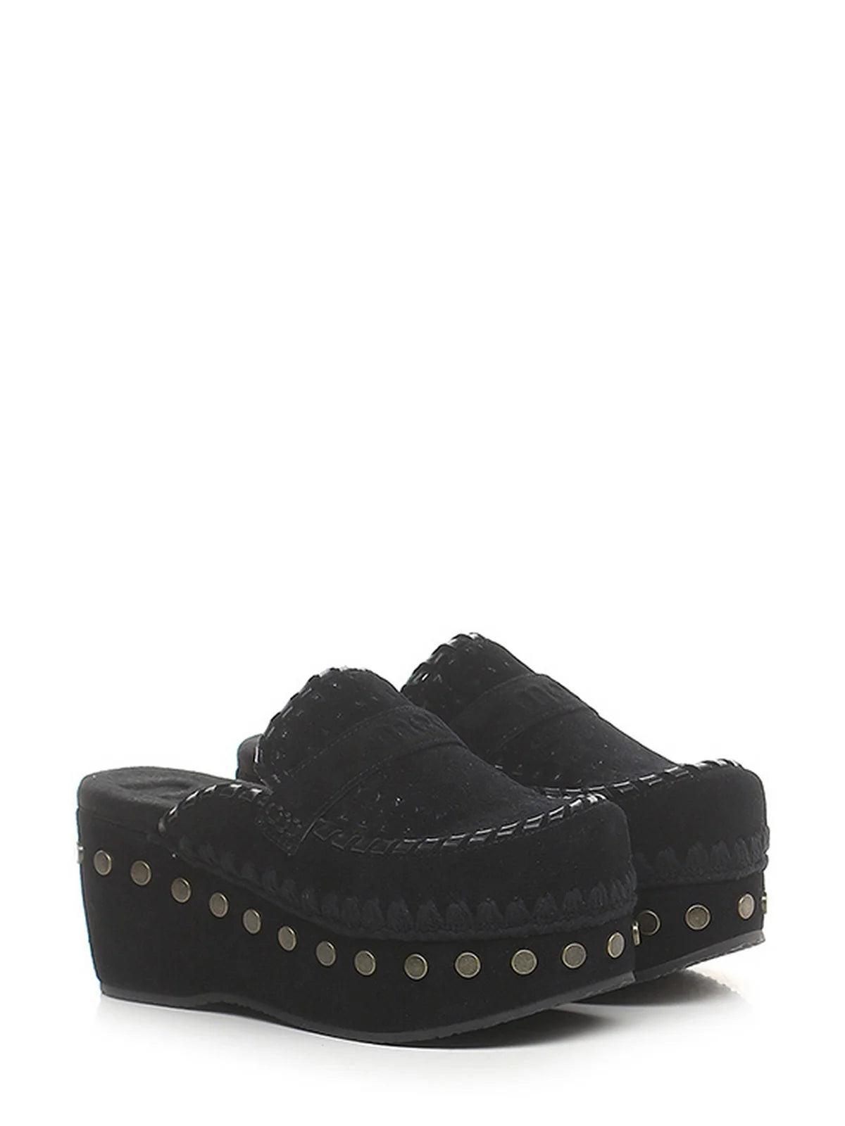 Mou Clog Overstitching- Black