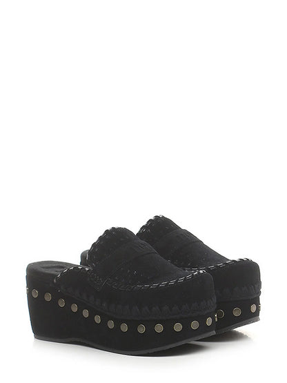 Mou Clog Overstitching- Black