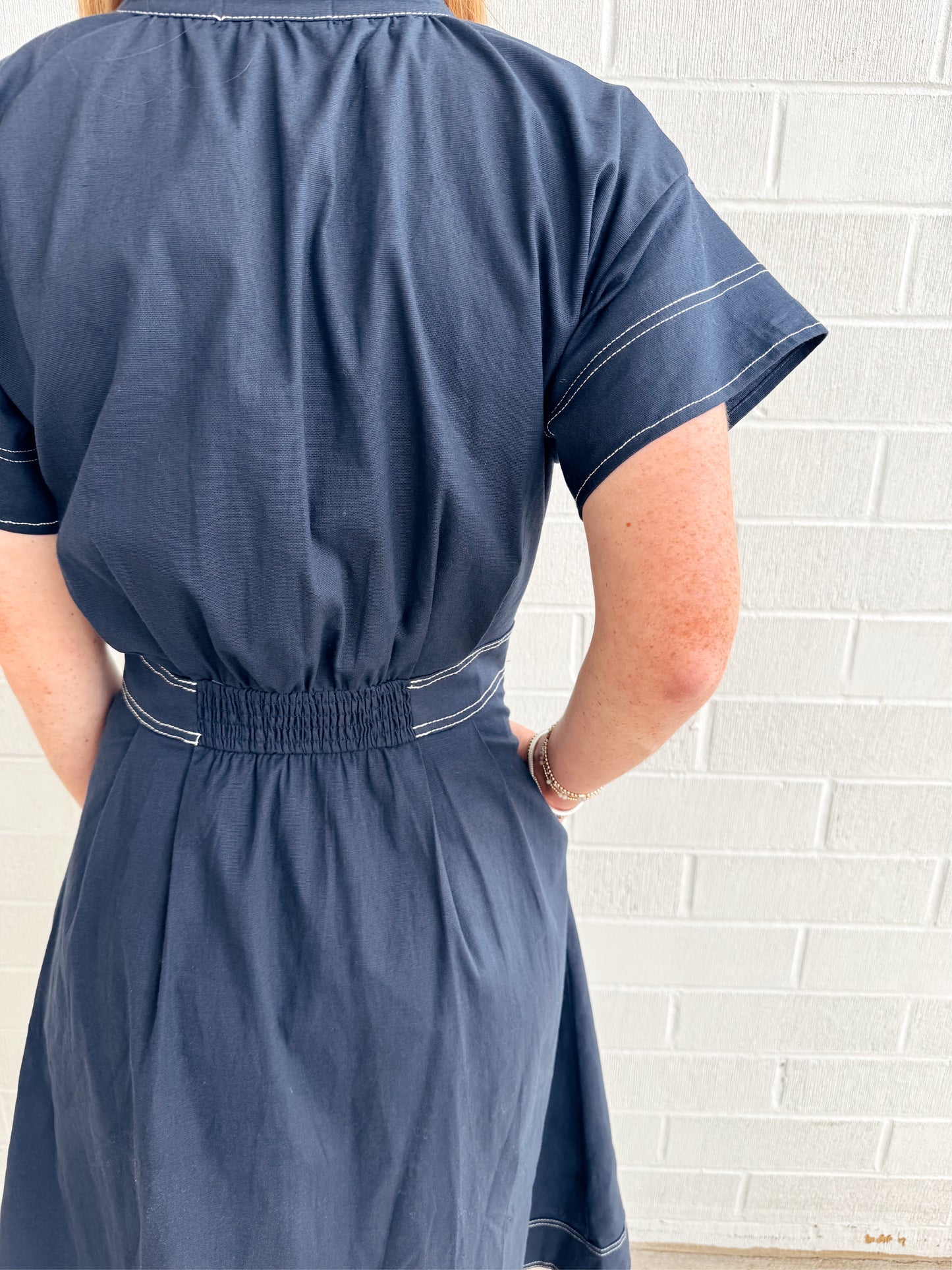 Button Up Navy Dress
