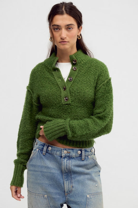FP Tucked Henley Pullover- Courtyard