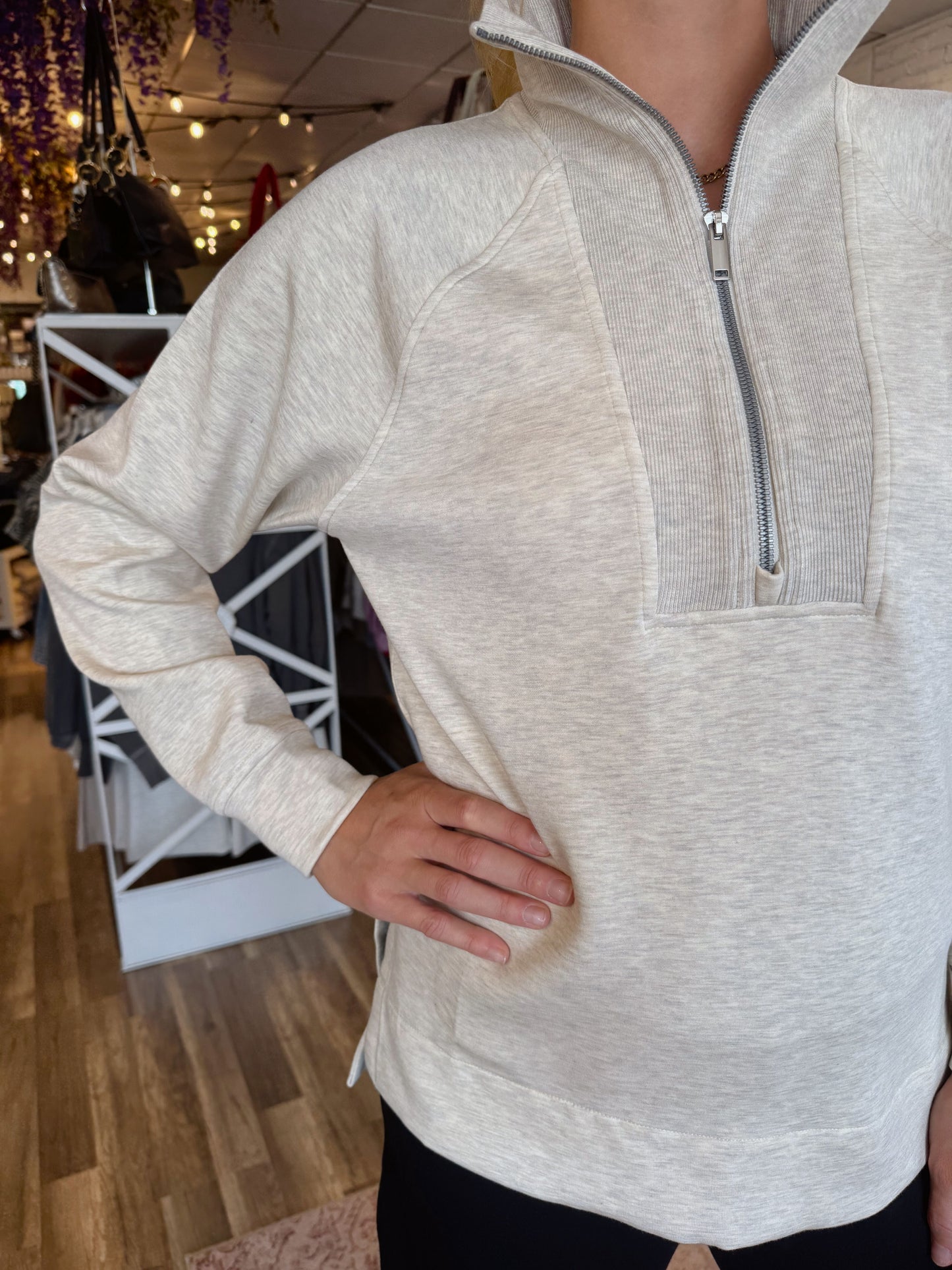 AirEssentials Half Zip Tunic-Cream