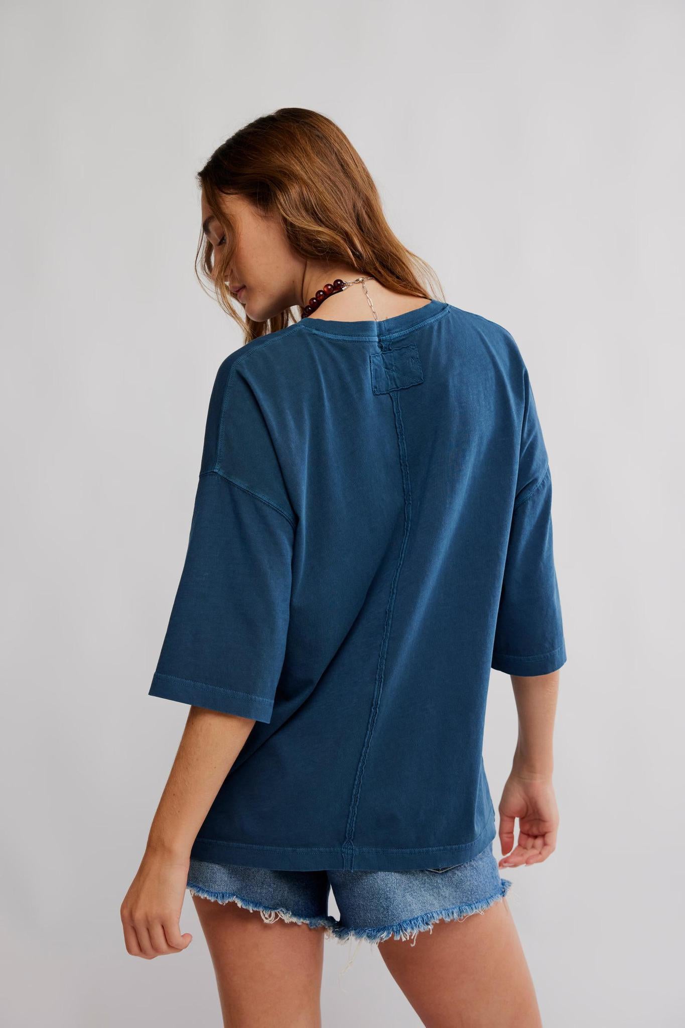 Free People Perfect Oversized Tee- Navy