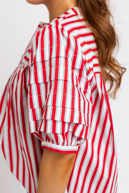 Stripe America Pleat Top