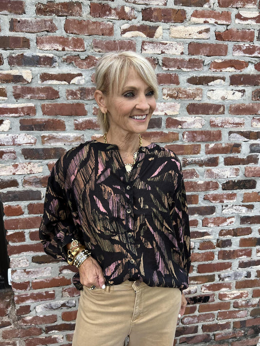Dolman Sleeve Wide Blouse- Black