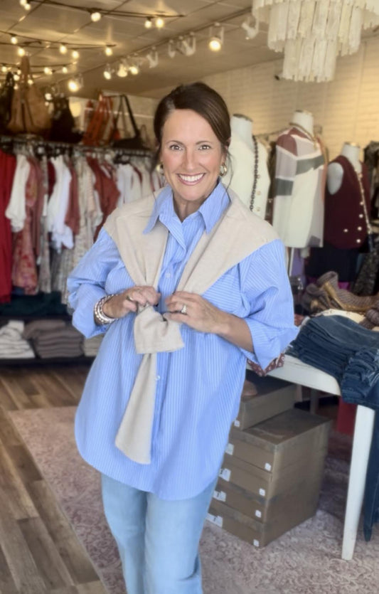 Preppy Sweater Top- Blue