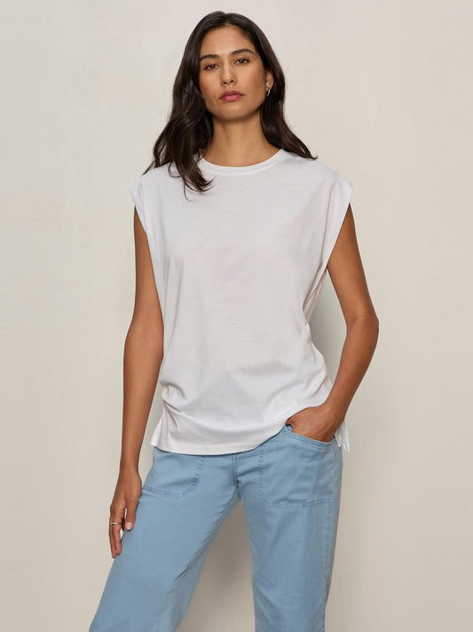 Pleated Muscle Tee- White