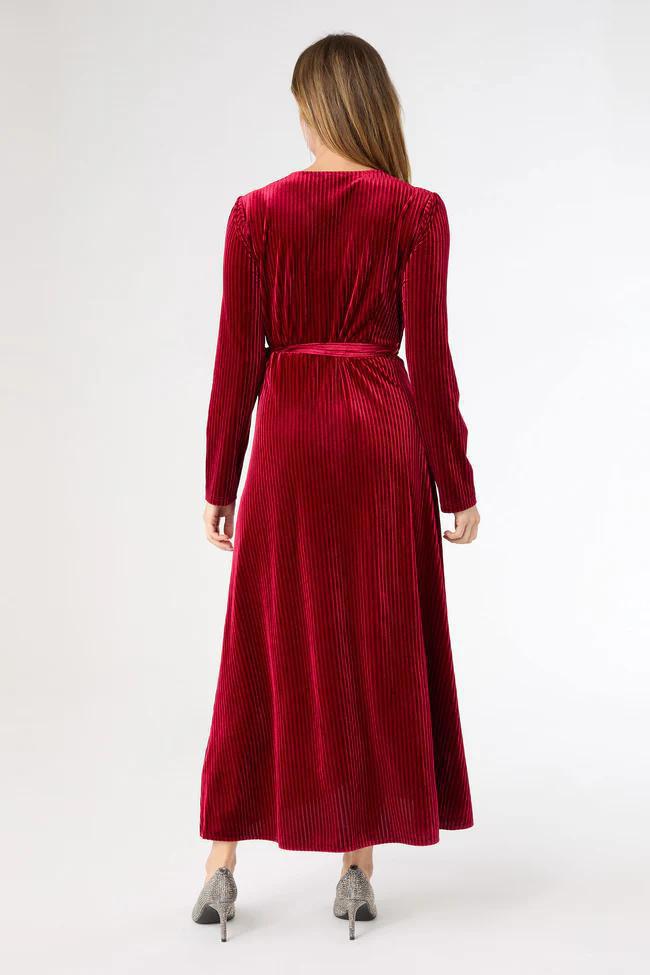 Textured Velour Wrap Dress