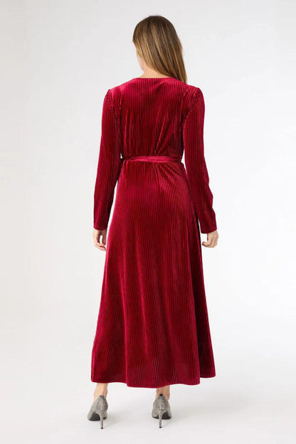 Textured Velour Wrap Dress