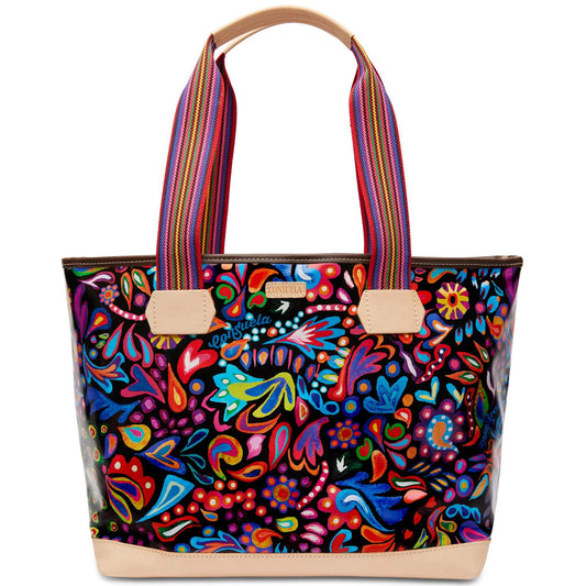 Zipper Tote- Sophie Black Swirly
