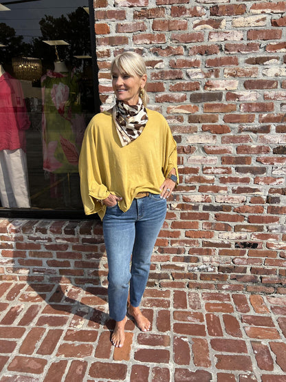 One Size Bat Wing Tee- Mustard
