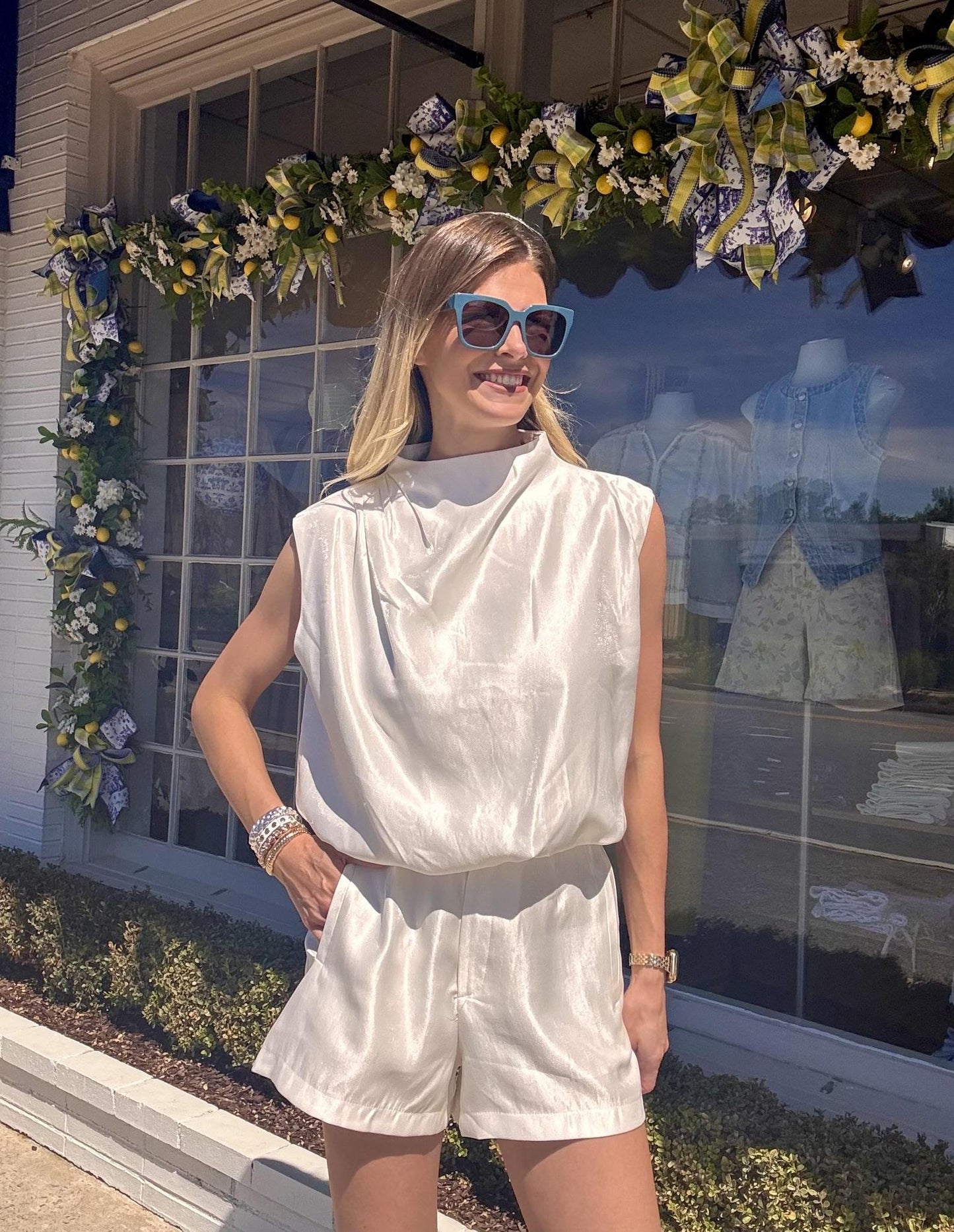 Mock Bubble Top-White