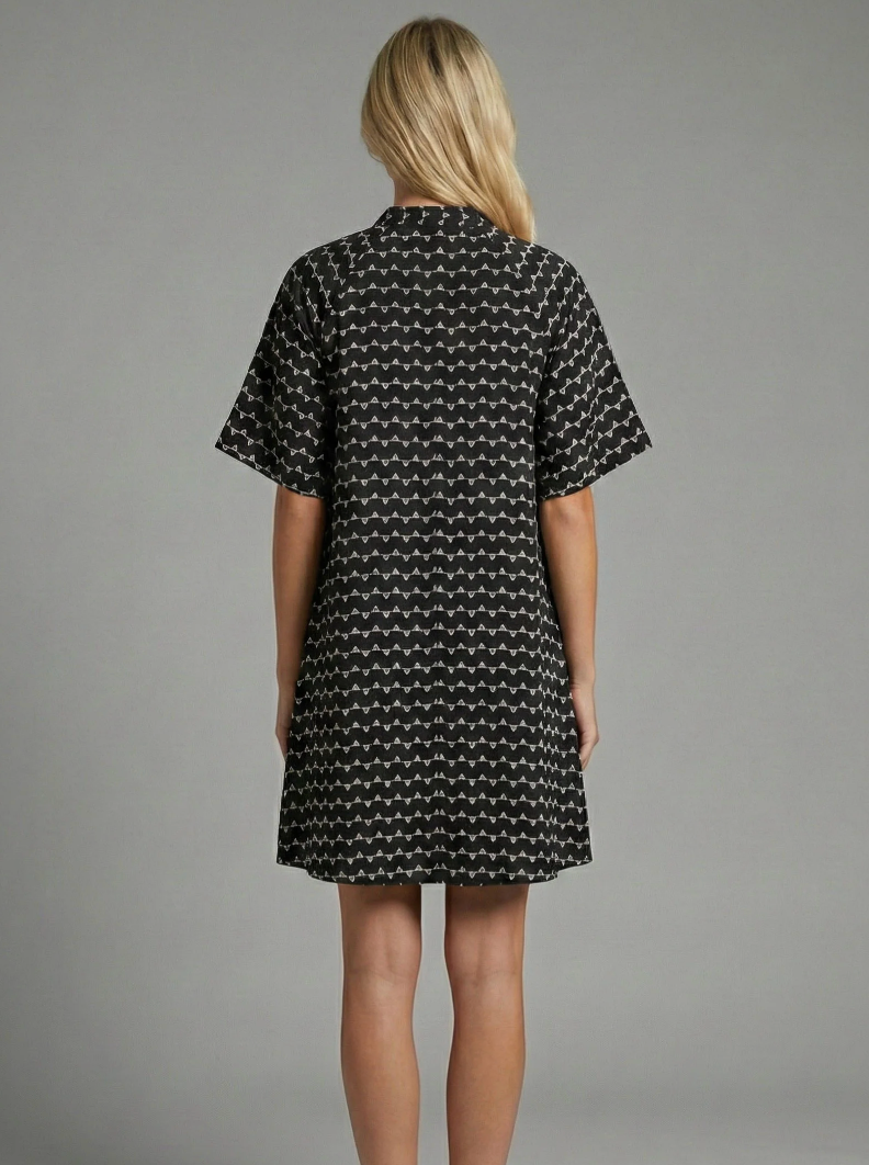 Embroidered Shift Dress