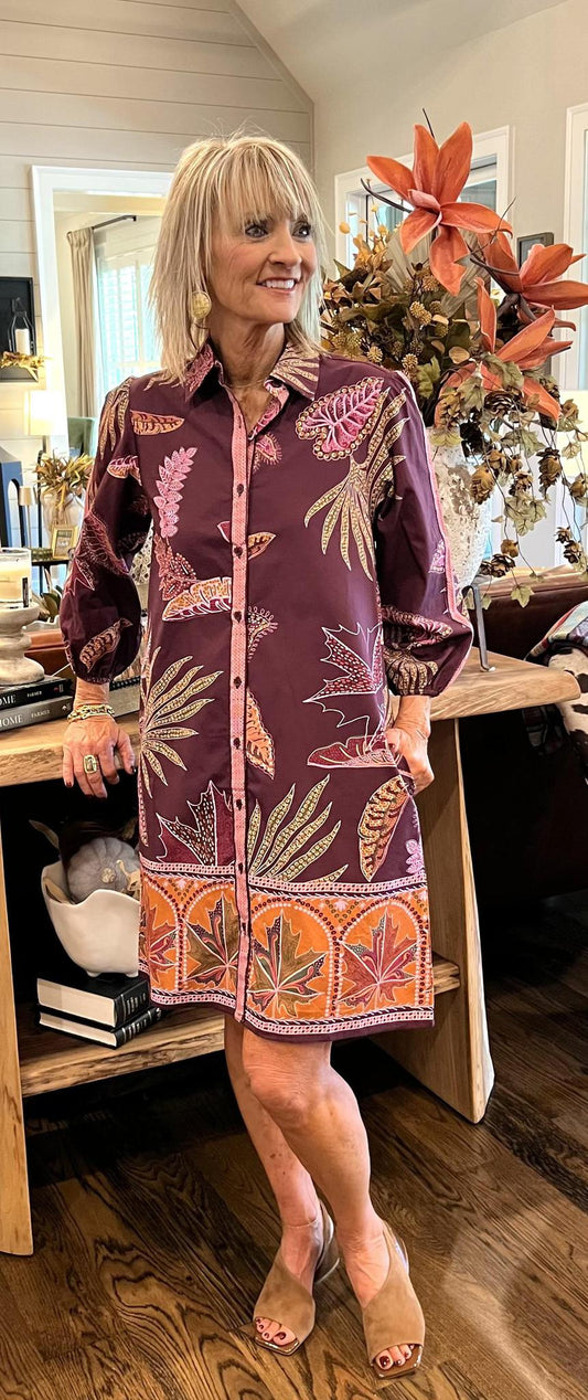 Ava Dress- Wine Florals