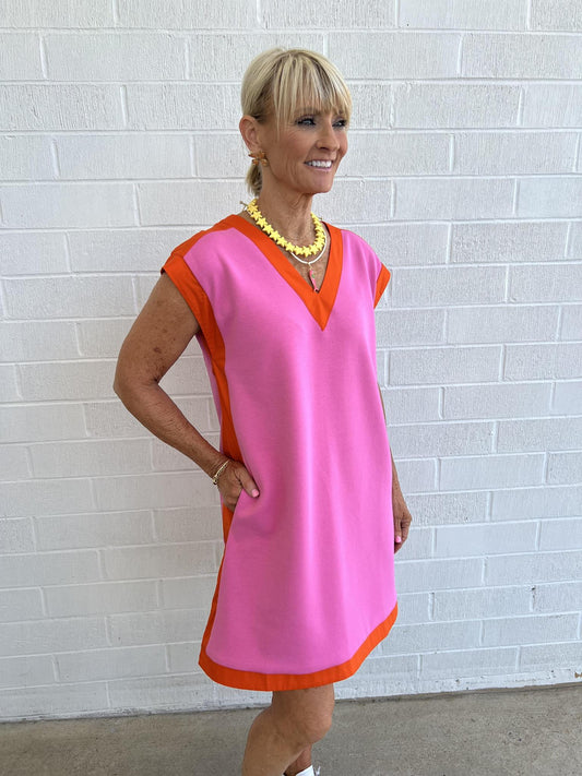 Border Tunic Dress- Pink