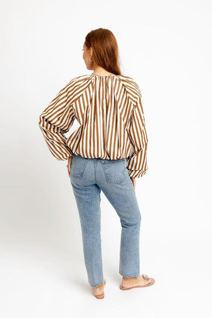 Chocolate Stripe Bubble Blouse
