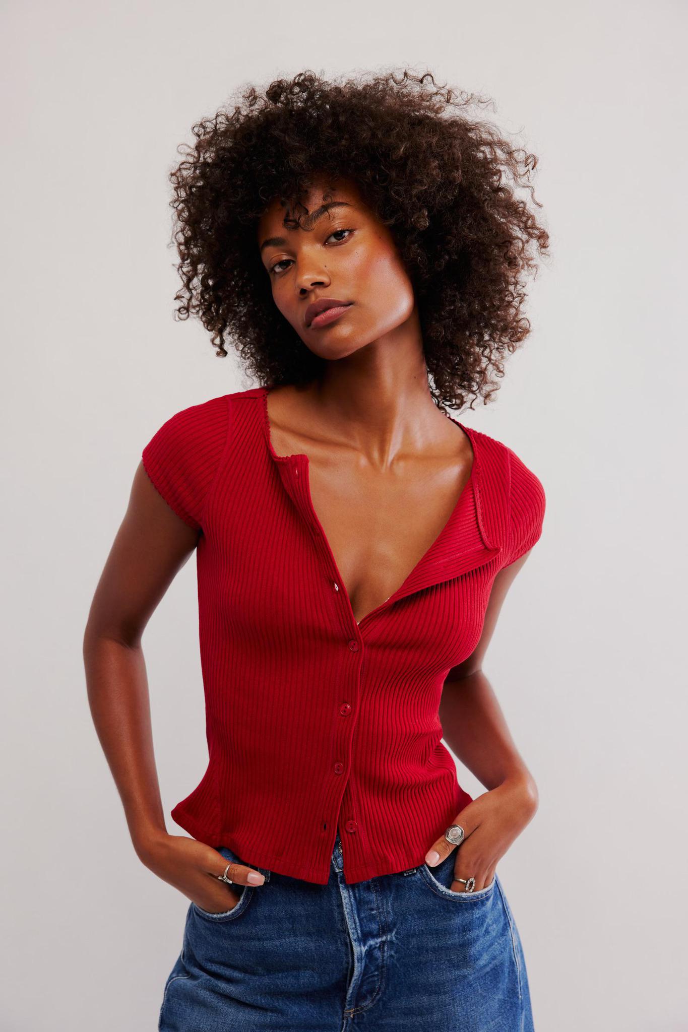 Free People Most Wanted Cardi- Red