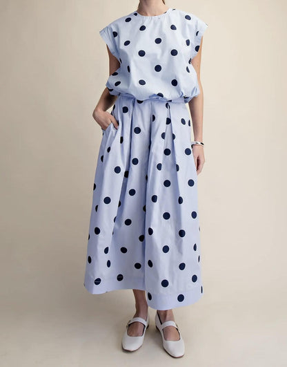 Polka Dot Skirt-Blue