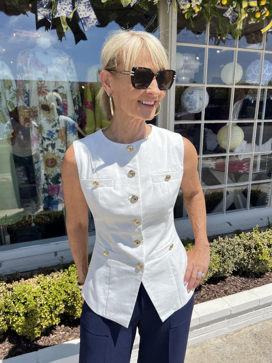 Linen Button Vest