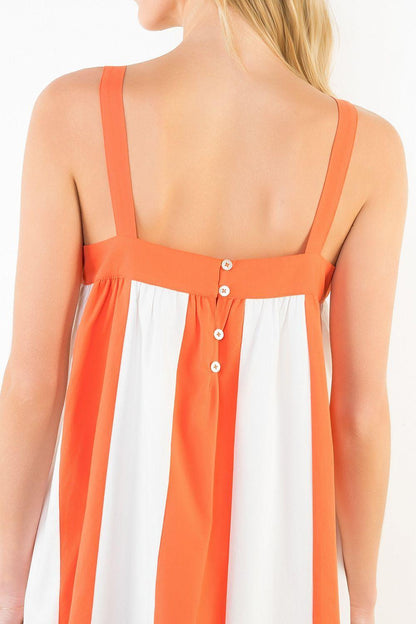 Orange Stripe Midi Dress