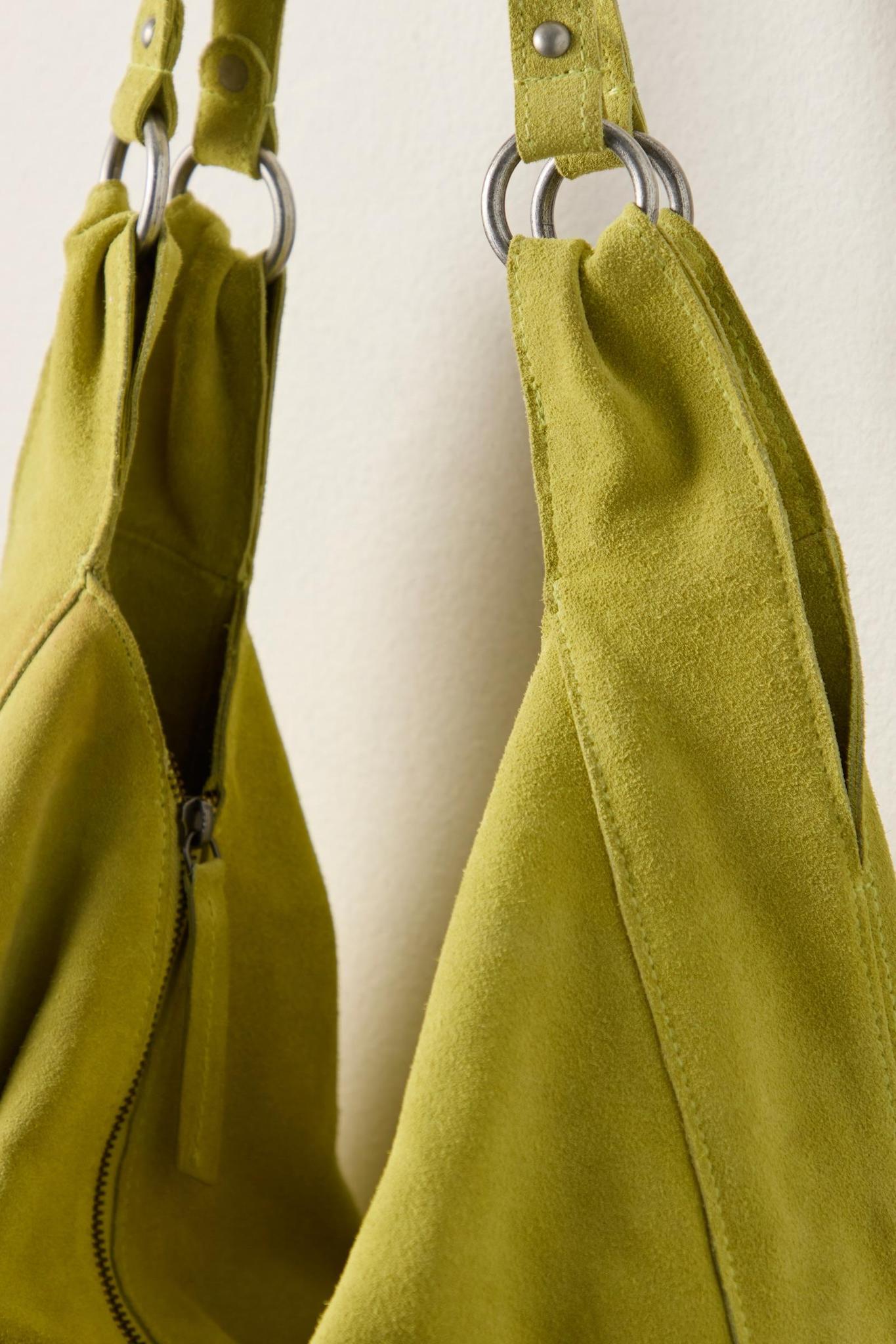 Free People Roma Suede Tote- Apple Green