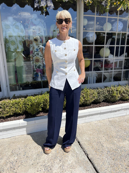 Linen Button Vest