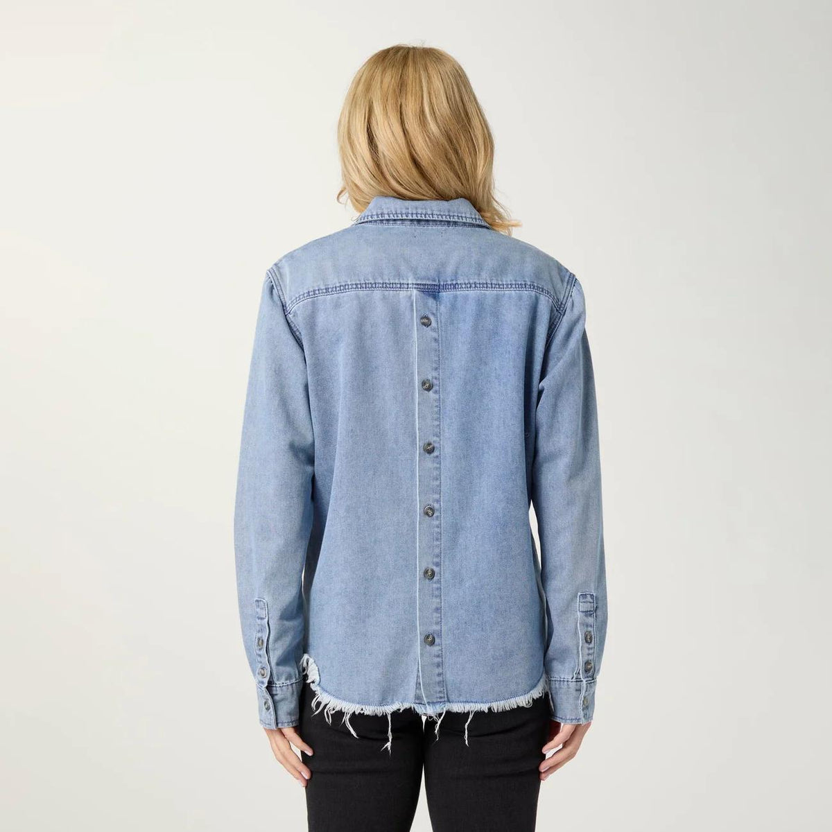 Button Back Denim Top