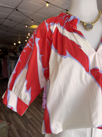 Cici Blouse- Monstera Red