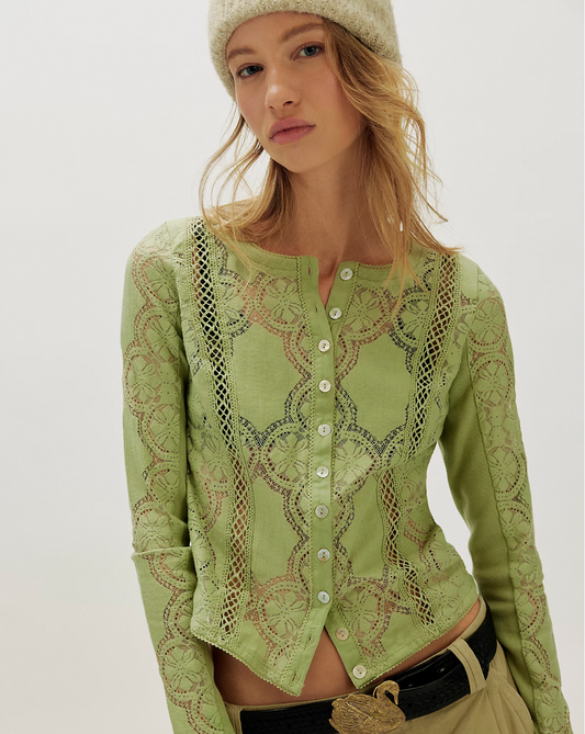 Free People Jae Knit Top- Fresh Green