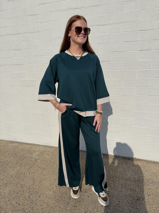 Luxeknit Colorblock Top- Teal