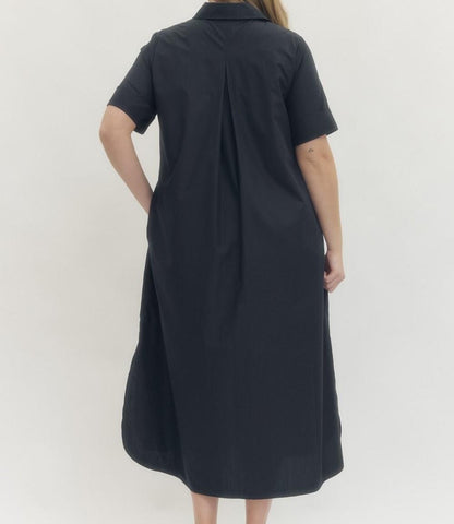 Shirt Dress Midi-Navy