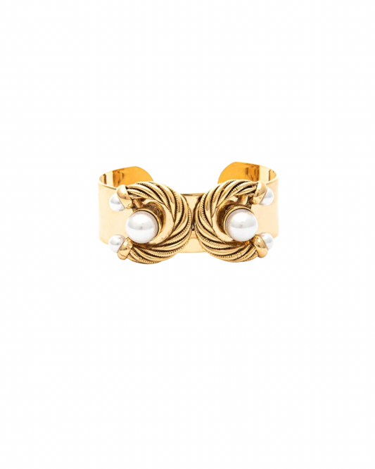 Yochi Pearl C Cuff Bracelet