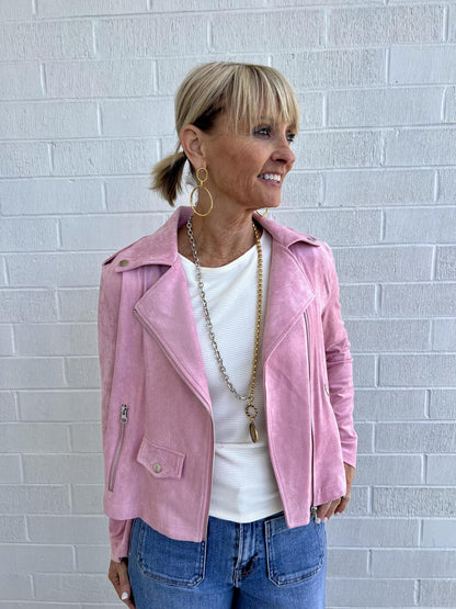 Suede Knit Jacket- Mauve
