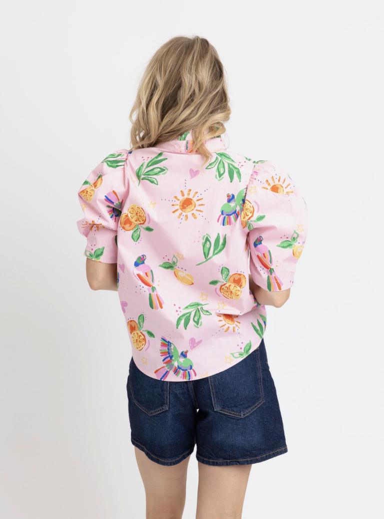 Summer Fruit Puff Sleeve Top