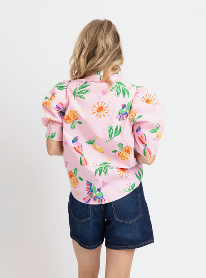 Summer Fruit Puff Sleeve Top
